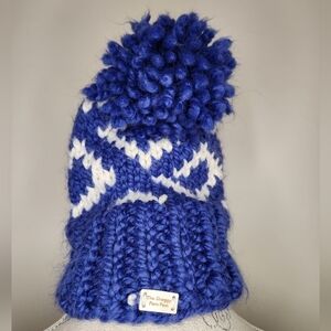 Blue knit toque beanie